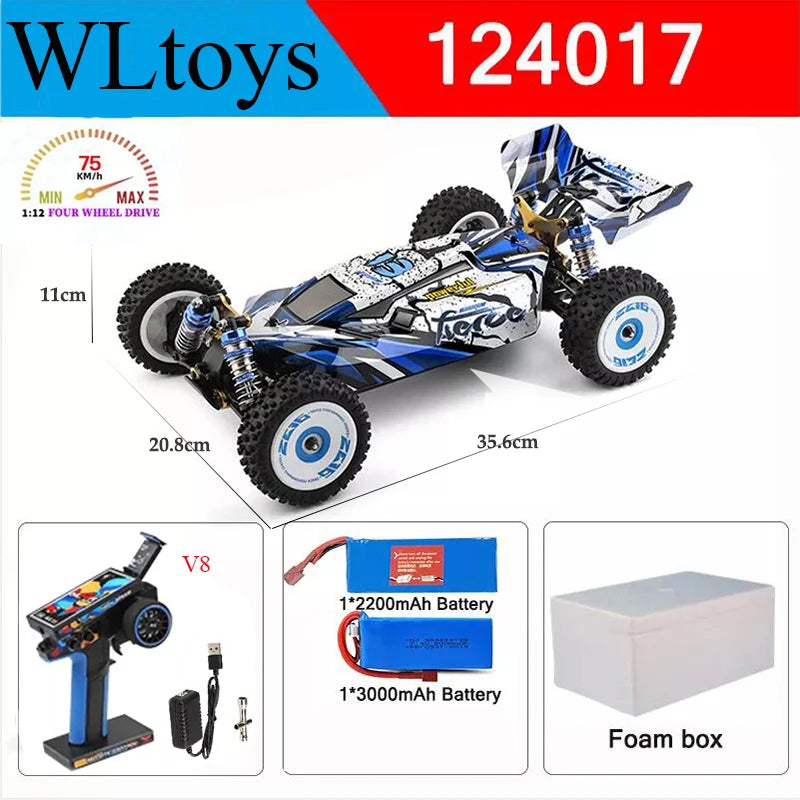 Wltoys Neu 124017 -V8 1/12 2,4G Racing RC Autos 4WD Bürstenlosen Motor 75 Km/h Hohe Geschwindigkeit Fernbedienung Off-road Drift Spielzeug Für Aduit