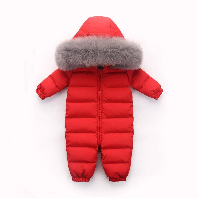 Raise-30 Grad russische Winter kinder Overalls echtes Fuchs fell plus Samt Neugeborenen Overalls Kleinkind kleiner Junge warme Stram pler Schnee anzüge