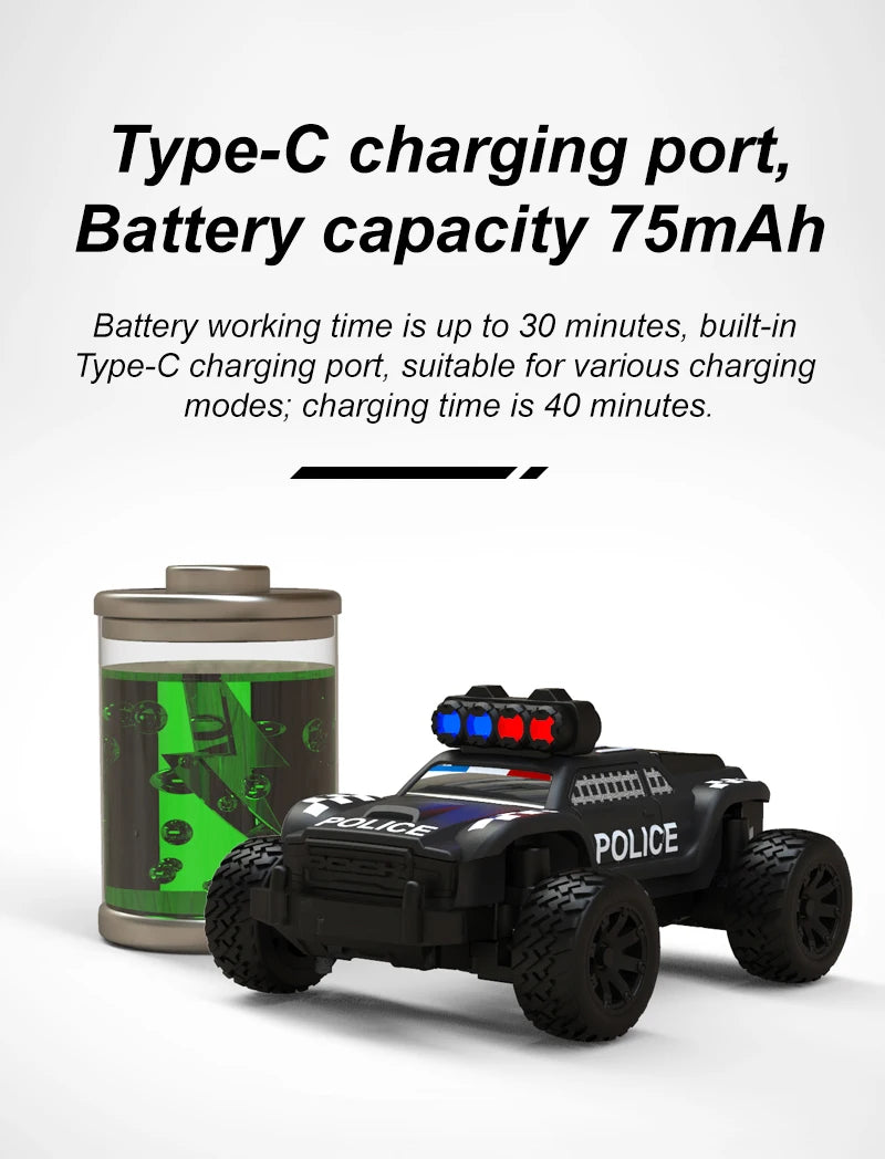 Mini RC Monstertruck vollproportional RC Polizei Auto Turbo Racing 1:76