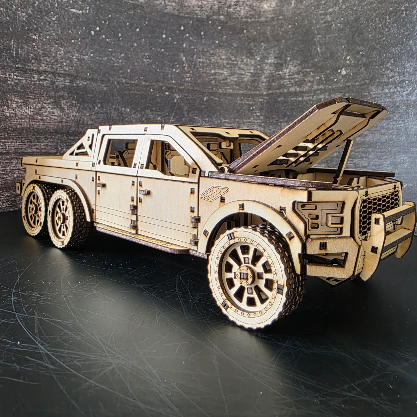 PASST! Pickup-Modell: 6x6 Mechanischer Holz-Pickup-Bausatz