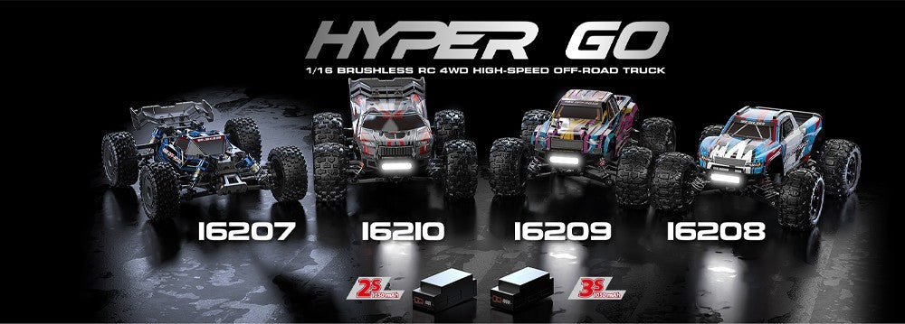 Amewi Hyper GO 16208 Monster Truck Brushless 4WD 1:16 RTR Blau/Weiß 2s Lipo Akku