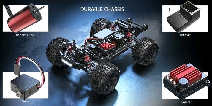 Amewi Hyper GO 16208 Monster Truck Brushless 4WD 1:16 RTR Blau/Weiß 2s Lipo Akku