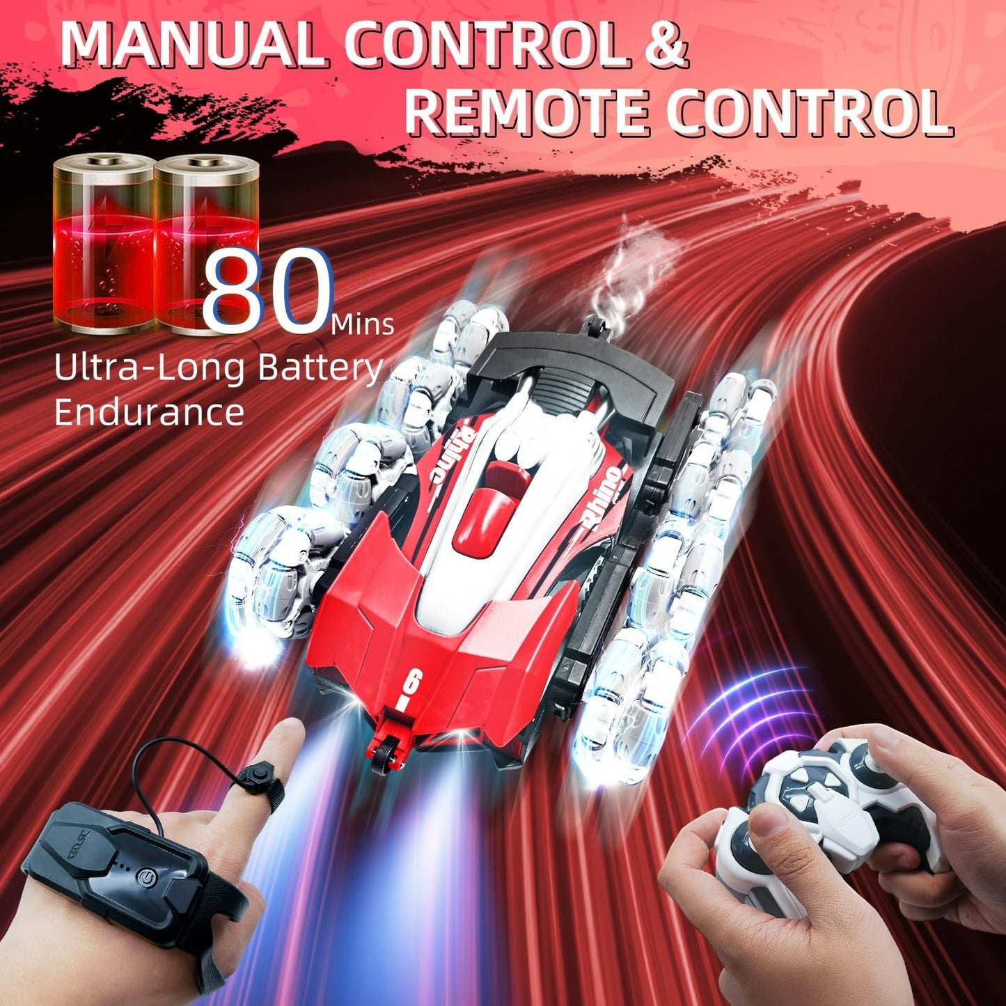 RC Auto 8-Rad-Antrieb Dual-Controller Gestensteuerung Spielzeug Geschenk mit Dampffunktion