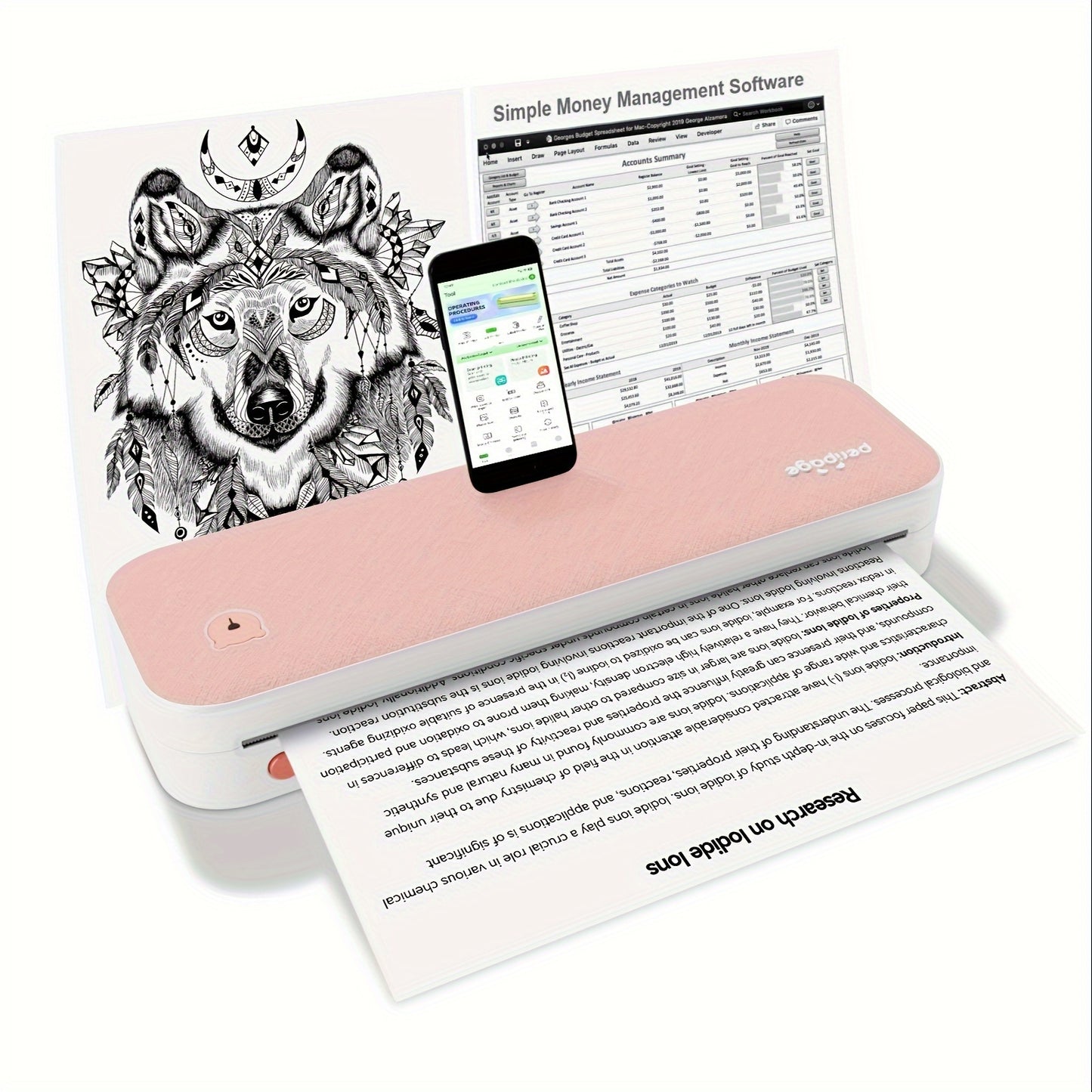 PeriPage mobiler Thermodrucker – Kabellos, Tintlos, geeignet für Dokumente Versandetiketten uvm.!