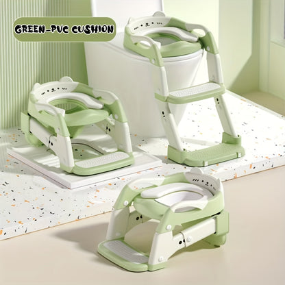 3-in-1 Kids Toilet Training Seat, Multifunctional Step Stool for Children, Foldable Step Stool with Non-Slip Footrest - Adjustable Height, Durable Plastic, Space-Saving Design, Neutral Color, Safe Grip Handle, Ideal for Home