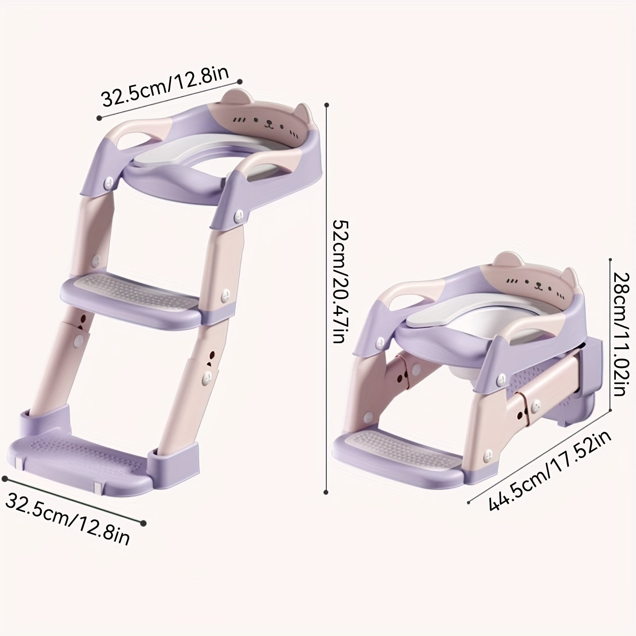 3-in-1 Kids Toilet Training Seat, Multifunctional Step Stool for Children, Foldable Step Stool with Non-Slip Footrest - Adjustable Height, Durable Plastic, Space-Saving Design, Neutral Color, Safe Grip Handle, Ideal for Home