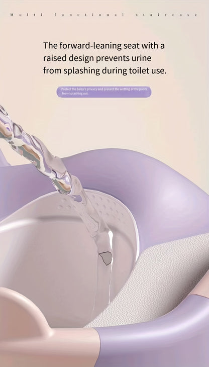 3-in-1 Kids Toilet Training Seat, Multifunctional Step Stool for Children, Foldable Step Stool with Non-Slip Footrest - Adjustable Height, Durable Plastic, Space-Saving Design, Neutral Color, Safe Grip Handle, Ideal for Home