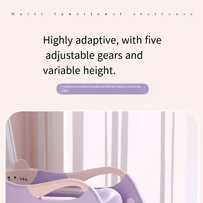 3-in-1 Kids Toilet Training Seat, Multifunctional Step Stool for Children, Foldable Step Stool with Non-Slip Footrest - Adjustable Height, Durable Plastic, Space-Saving Design, Neutral Color, Safe Grip Handle, Ideal for Home