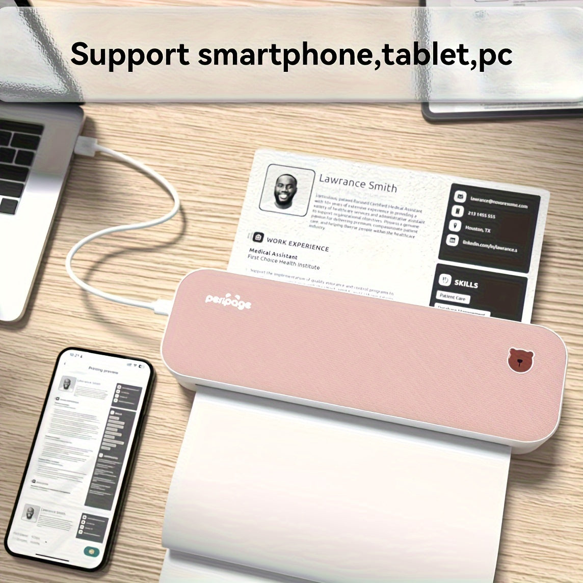 PeriPage mobiler Thermodrucker – Kabellos, Tintlos, geeignet für Dokumente Versandetiketten uvm.!