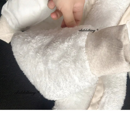 Winter Neugeborenen Baby Mädchen Kleidung Verdicken Baby Strampler Mit Handschuhe Warme Baby Overall Mit Kapuze Plus Samt kinder Kleidung 0-18M