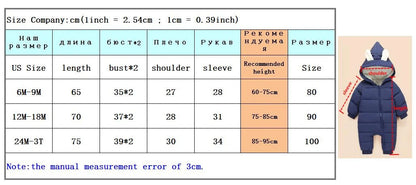 Neue geboren Warme Baby mantel Winter Mit Kapuze Strampler Dicke Overall Overalls Schneeanzug Kinder Jungen Kleidung kinder kleidung DropShipping