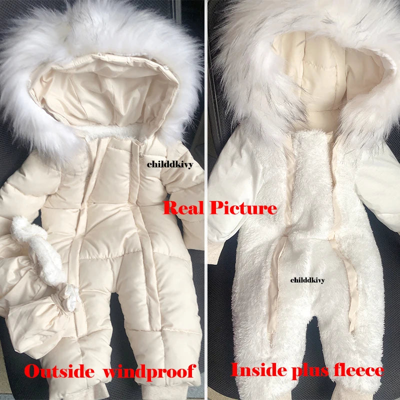Winter Neugeborenen Baby Mädchen Kleidung Verdicken Baby Strampler Mit Handschuhe Warme Baby Overall Mit Kapuze Plus Samt kinder Kleidung 0-18M