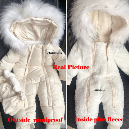 Winter Neugeborenen Baby Mädchen Kleidung Verdicken Baby Strampler Mit Handschuhe Warme Baby Overall Mit Kapuze Plus Samt kinder Kleidung 0-18M