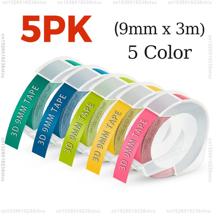 9 mm Dymo 3D-Etikettenband mit selbstklebendem B90-Etikettendrucker, ähnlich wie Dymo 12965 Embossing Label Maker, Schreibmaschine, Dymo Labeller