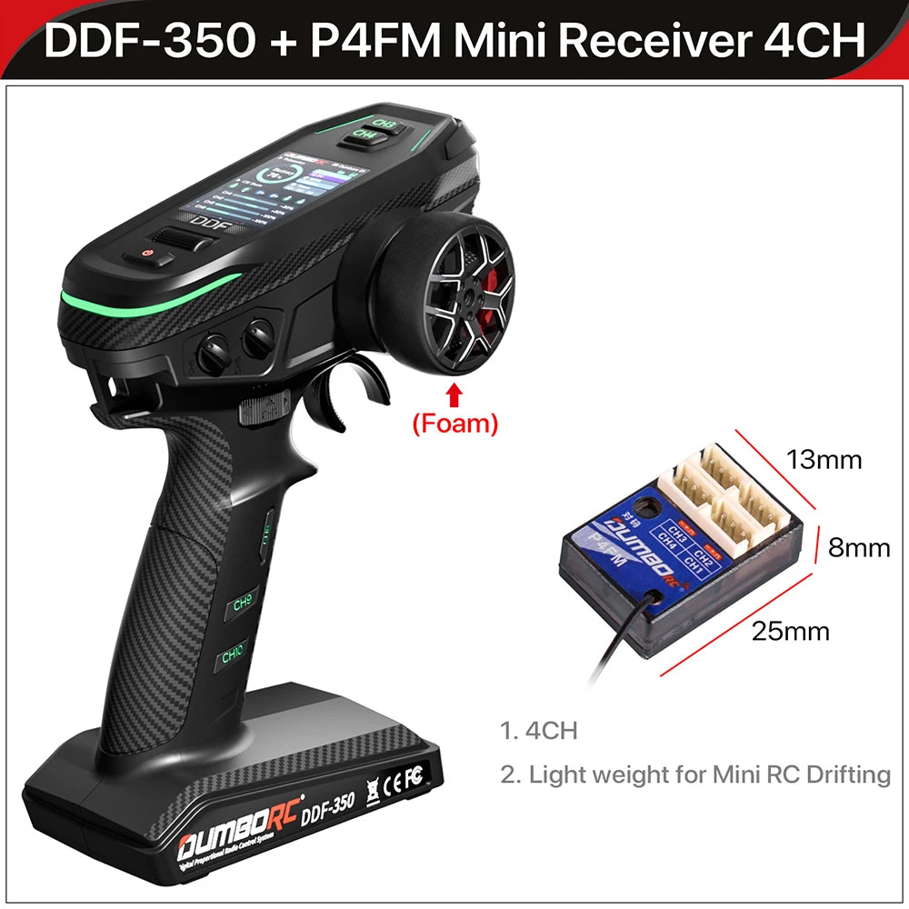 DUMBORC 2,4G 10CH Digital Radio Fernbedienung DDF-350 Sender mit Empfänger für RC Auto Boot Tank LCD FHSS System