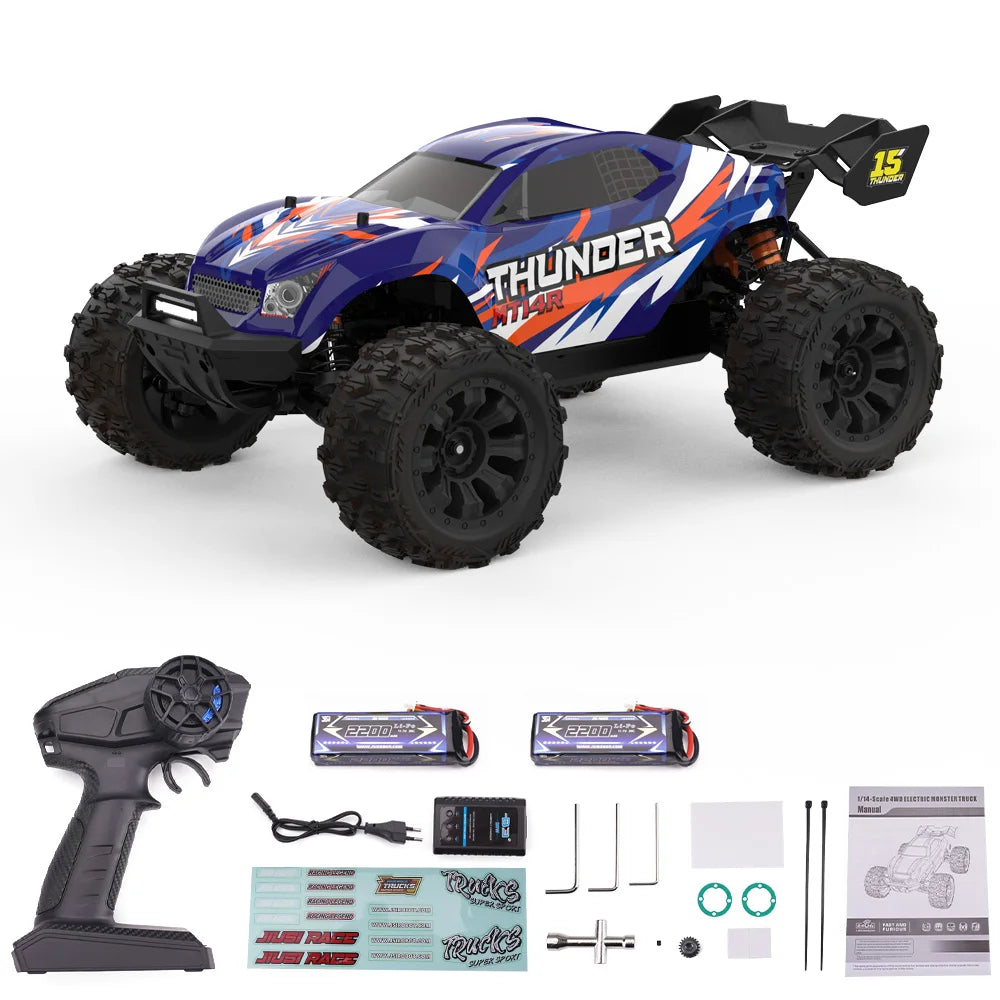JIUSI PT14R MT14R 1/14 RC Rennwagen 3S Batterie 4WD 80 km/h Bürstenloser Motor 2,4G Fernbedienung 35C Hochgeschwindigkeits-Offroad-RC-Truck