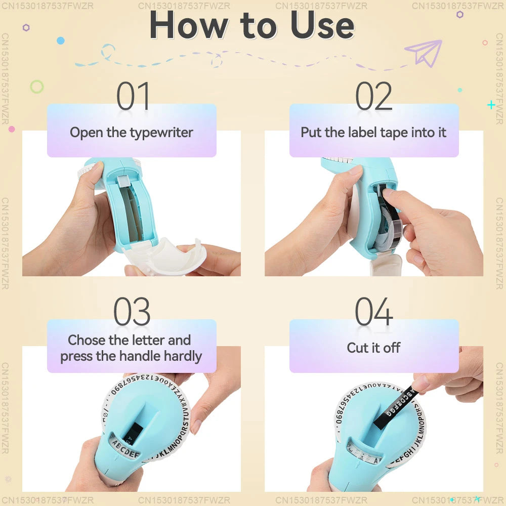 9 mm Dymo 3D-Etikettenband mit selbstklebendem B90-Etikettendrucker, ähnlich wie Dymo 12965 Embossing Label Maker, Schreibmaschine, Dymo Labeller