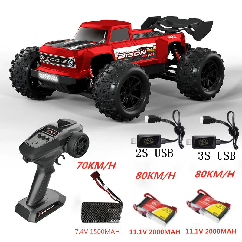 Professioneller 1:16 80 km/h bürstenloser RC-Rennwagen mit 3S-Batterie 2,4 G 1:16 4WD RC-Auto Off-Road ClimbingTruck Hochgeschwindigkeitsmodell
