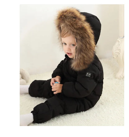 Raise-30 Grad russische Winter kinder Overalls echtes Fuchs fell plus Samt Neugeborenen Overalls Kleinkind kleiner Junge warme Stram pler Schnee anzüge