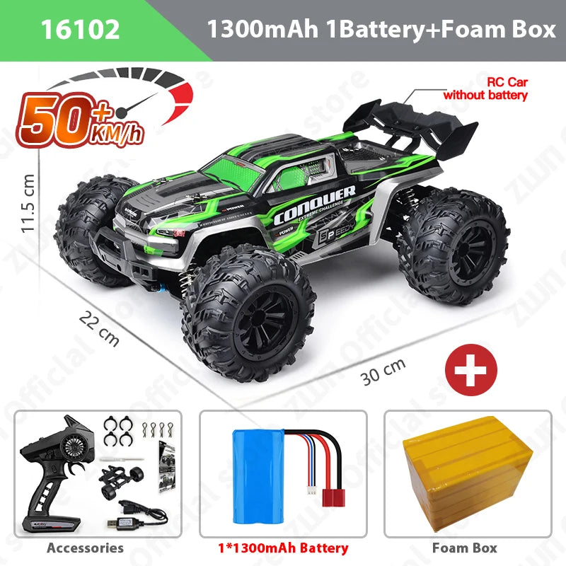 ZWN KF18 1:14 Bürstenloses RC-Auto mit LED-Licht, professionelles 4WD 2,4G Fernbedienung, Offroad-Monstertruck, Spielzeug für Kinder, Geschenk