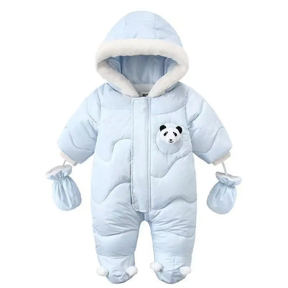 Winter Baby Strampler Einfarbig Cartoon Overall Integrierte Fleece Thermische Overalls Neugeborenen Babys Verdickt Outdoor Schnee Anzug