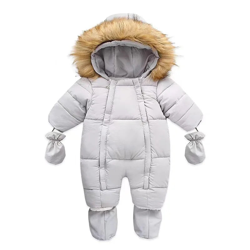2024 neue Winter Baby Strampler Dicke Warme Infant Mit Kapuze Innen Fleece Overall Neugeborenen Jungen Mädchen Overalls Kleinkind Kleidung Set