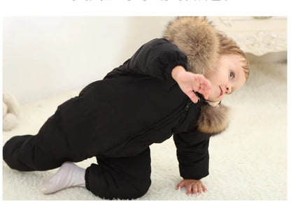 Raise-30 Grad russische Winter kinder Overalls echtes Fuchs fell plus Samt Neugeborenen Overalls Kleinkind kleiner Junge warme Stram pler Schnee anzüge