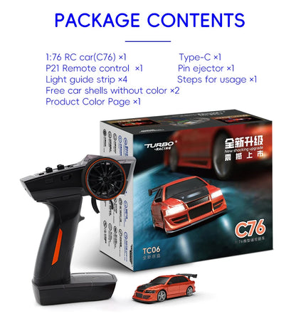 Turbo Racing 1/76 C76 Flat Running Racing MINI RTR Fernbedienung Modell On-road Auto Desktop Spielzeug für Erwachsene kinder Spielzeug