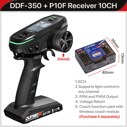 DUMBORC 2,4G 10CH Digital Radio Fernbedienung DDF-350 Sender mit Empfänger für RC Auto Boot Tank LCD FHSS System
