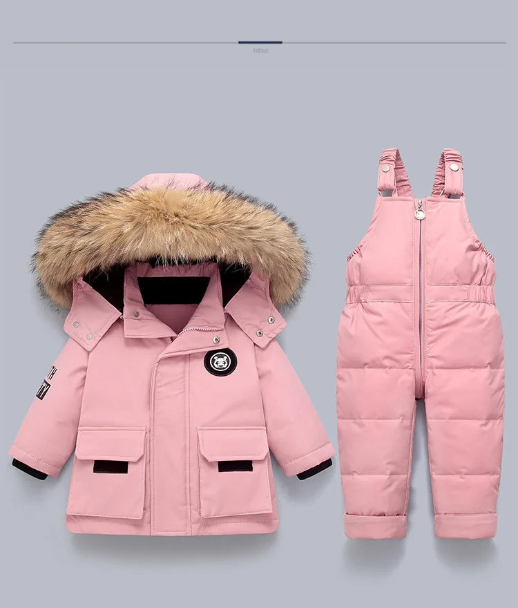 Kinder Kleidung Set Baby Winter Warme Daunen Jacken parka Jungen Dicken Overall Infant mantel kleinkind Mädchen Kleidung Kinder Schneeanzug