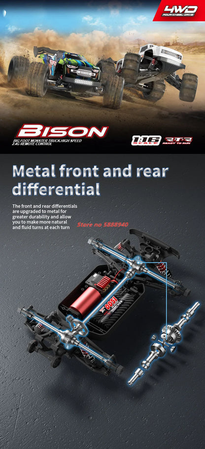 Professioneller 1:16 80 km/h bürstenloser RC-Rennwagen mit 3S-Batterie 2,4 G 1:16 4WD RC-Auto Off-Road ClimbingTruck Hochgeschwindigkeitsmodell