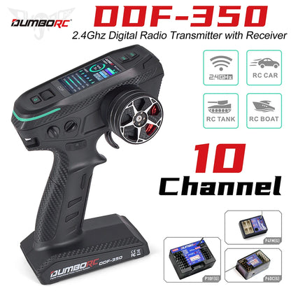 DUMBORC 2,4G 10CH Digital Radio Fernbedienung DDF-350 Sender mit Empfänger für RC Auto Boot Tank LCD FHSS System