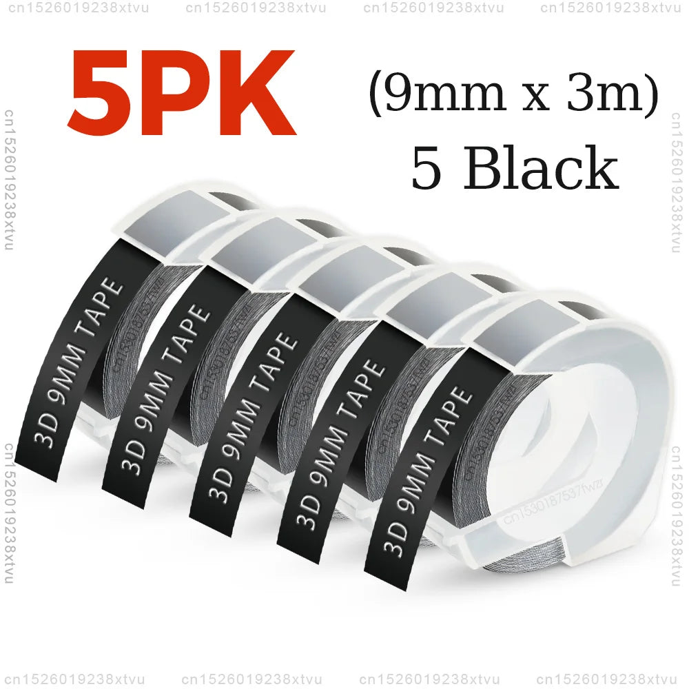 9 mm Dymo 3D-Etikettenband mit selbstklebendem B90-Etikettendrucker, ähnlich wie Dymo 12965 Embossing Label Maker, Schreibmaschine, Dymo Labeller