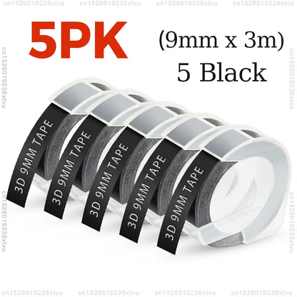 9 mm Dymo 3D-Etikettenband mit selbstklebendem B90-Etikettendrucker, ähnlich wie Dymo 12965 Embossing Label Maker, Schreibmaschine, Dymo Labeller