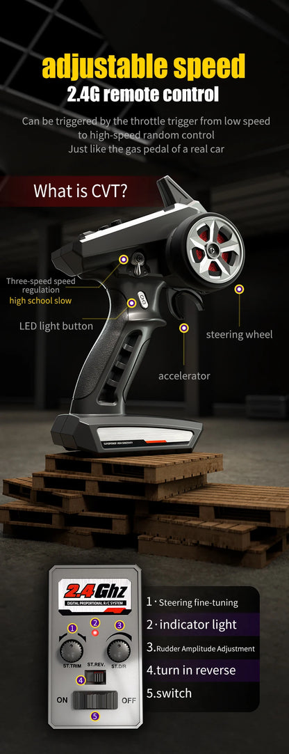 Teeggi 16101/16102 PRO 1:16 Hochgeschwindigkeits-RC-Auto mit LED-Licht Drift 70 km/h 4WD RC Off-Road-Auto Monster Truck Spielzeug für Kinder Geschenke