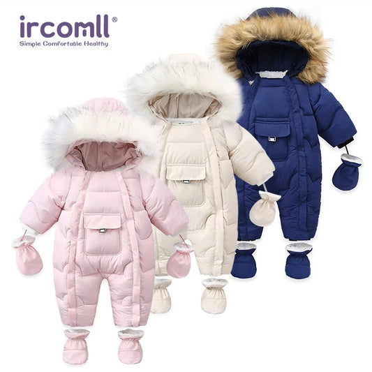 Ircomll Hohe Qualität Baby Kleidung Overalls für Kinder Winter Mit Kapuze mit Fell Warme Säuglingsspielanzug Overall Kinder Kleidung Toddle