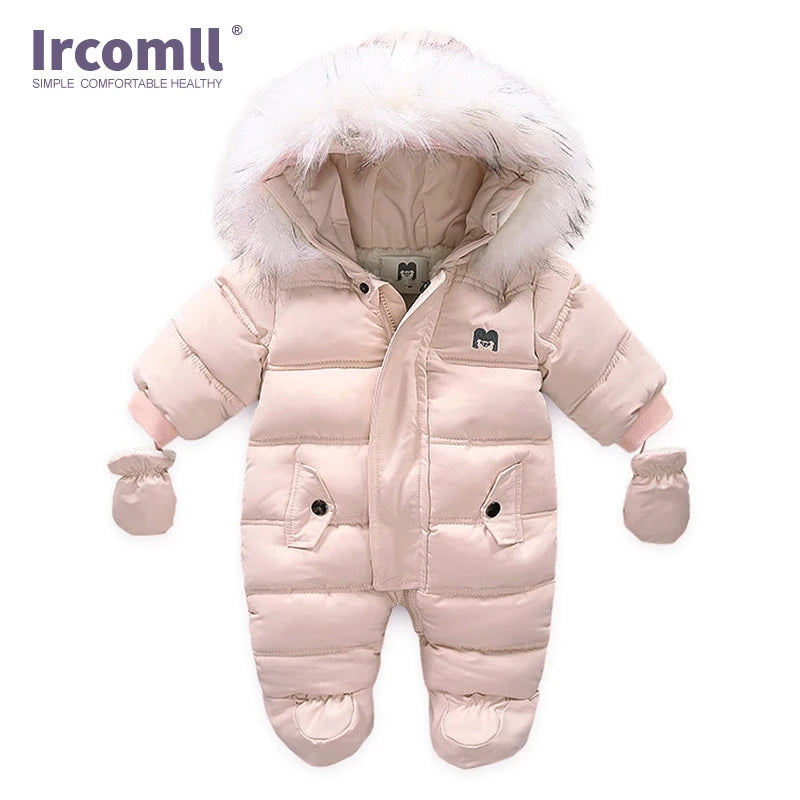 Ircomll Hohe Qualität Baby Kleidung Overalls für Kinder Winter Mit Kapuze mit Fell Warme Säuglingsspielanzug Overall Kinder Kleidung Toddle