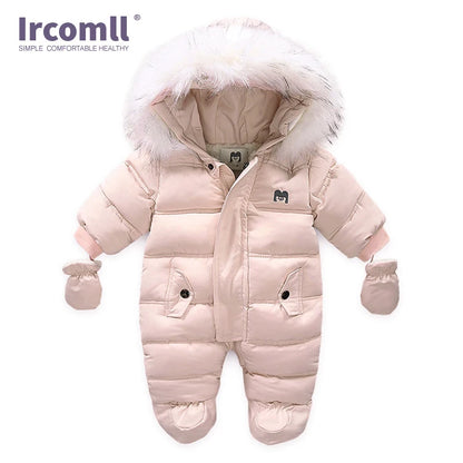 Ircomll Hohe Qualität Baby Kleidung Overalls für Kinder Winter Mit Kapuze mit Fell Warme Säuglingsspielanzug Overall Kinder Kleidung Toddle
