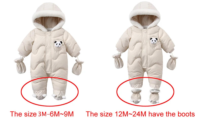 Winter Baby Strampler Einfarbig Cartoon Overall Integrierte Fleece Thermische Overalls Neugeborenen Babys Verdickt Outdoor Schnee Anzug