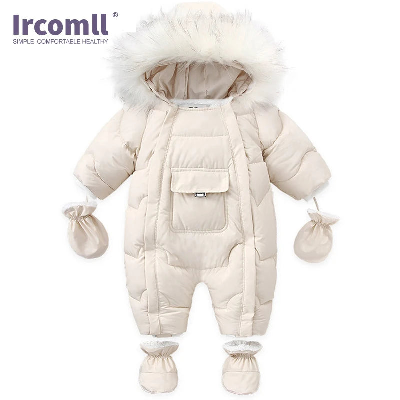 Ircomll Hohe Qualität Baby Kleidung Overalls für Kinder Winter Mit Kapuze mit Fell Warme Säuglingsspielanzug Overall Kinder Kleidung Toddle