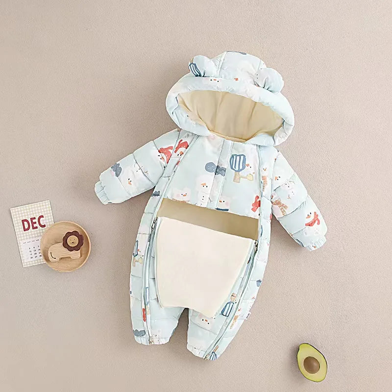 2023 Winter warmes Neugeborenes 3m 6m 9m 12m 18m 24m Kleinkind Kinder plus Samt Overall Muster dicke Jungen Mädchen Stram pler mit Schuhen