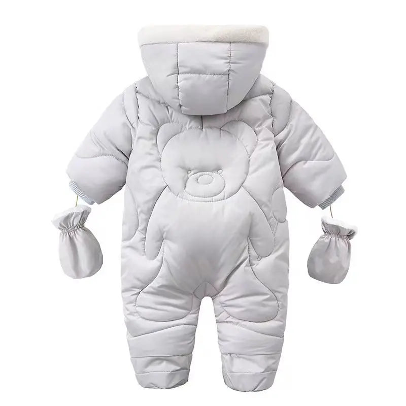 Winter Baby Strampler Einfarbig Cartoon Overall Integrierte Fleece Thermische Overalls Neugeborenen Babys Verdickt Outdoor Schnee Anzug