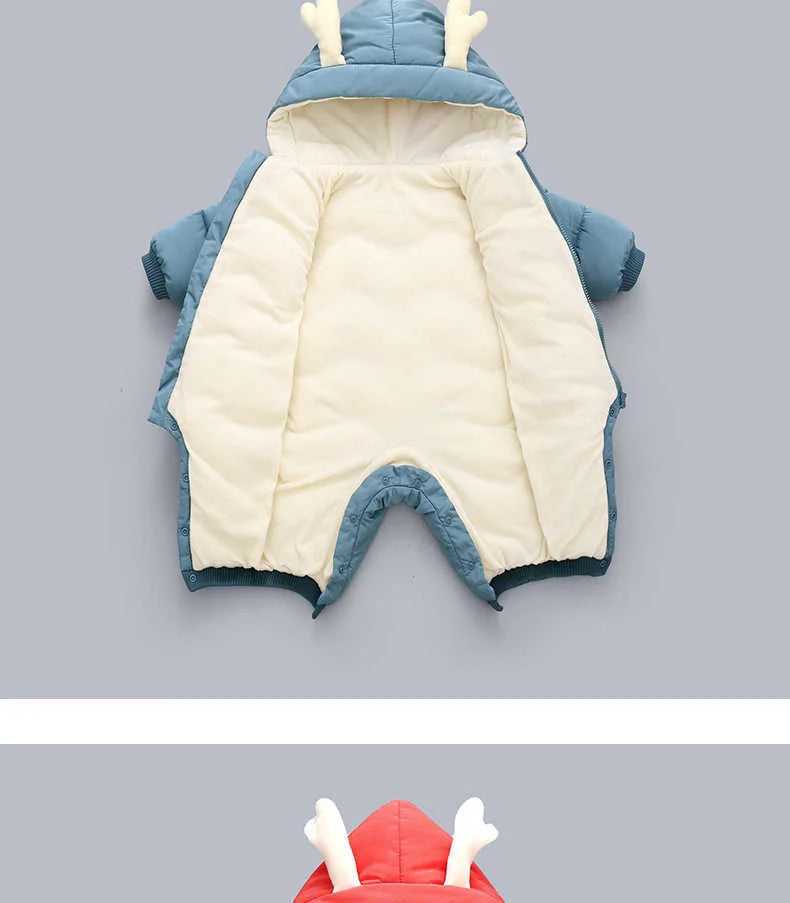 Neue geboren Warme Baby mantel Winter Mit Kapuze Strampler Dicke Overall Overalls Schneeanzug Kinder Jungen Kleidung kinder kleidung DropShipping