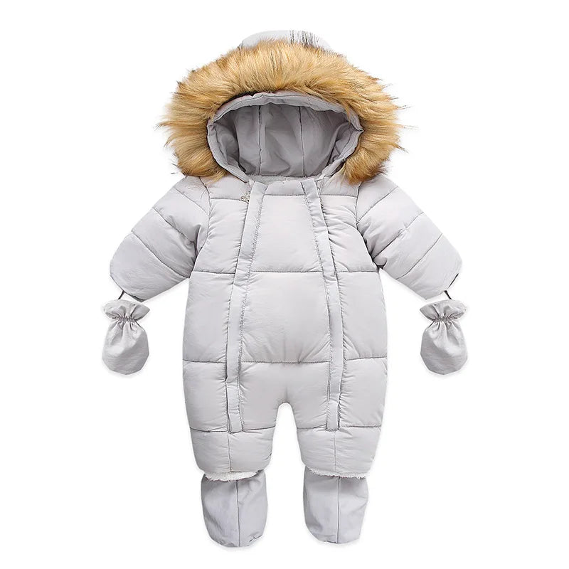 2024 neue Winter Baby Strampler Dicke Warme Infant Mit Kapuze Innen Fleece Overall Neugeborenen Jungen Mädchen Overalls Kleinkind Kleidung Set