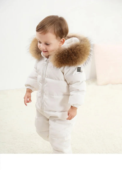 Raise-30 Grad russische Winter kinder Overalls echtes Fuchs fell plus Samt Neugeborenen Overalls Kleinkind kleiner Junge warme Stram pler Schnee anzüge