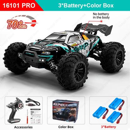 Teeggi 16101/16102 PRO 1:16 Hochgeschwindigkeits-RC-Auto mit LED-Licht Drift 70 km/h 4WD RC Off-Road-Auto Monster Truck Spielzeug für Kinder Geschenke