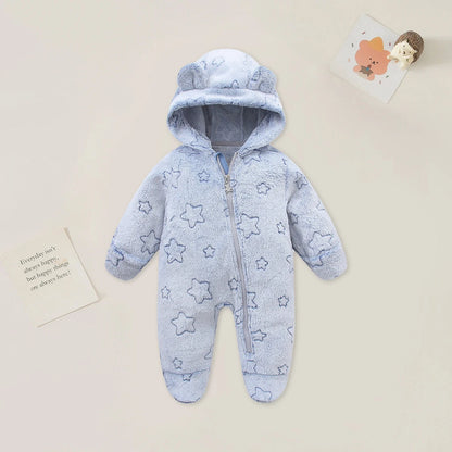 AYNIGIELL 0-12M Cartoon Neugeborenen Body Warme RompersSoft Neugeborenen Baby Kleidung Flanell Herbst Winter Baby Jungen Mädchen Overall