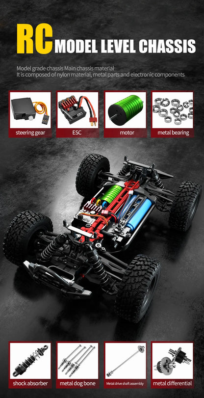 Teeggi 16101/16102 PRO 1:16 Hochgeschwindigkeits-RC-Auto mit LED-Licht Drift 70 km/h 4WD RC Off-Road-Auto Monster Truck Spielzeug für Kinder Geschenke