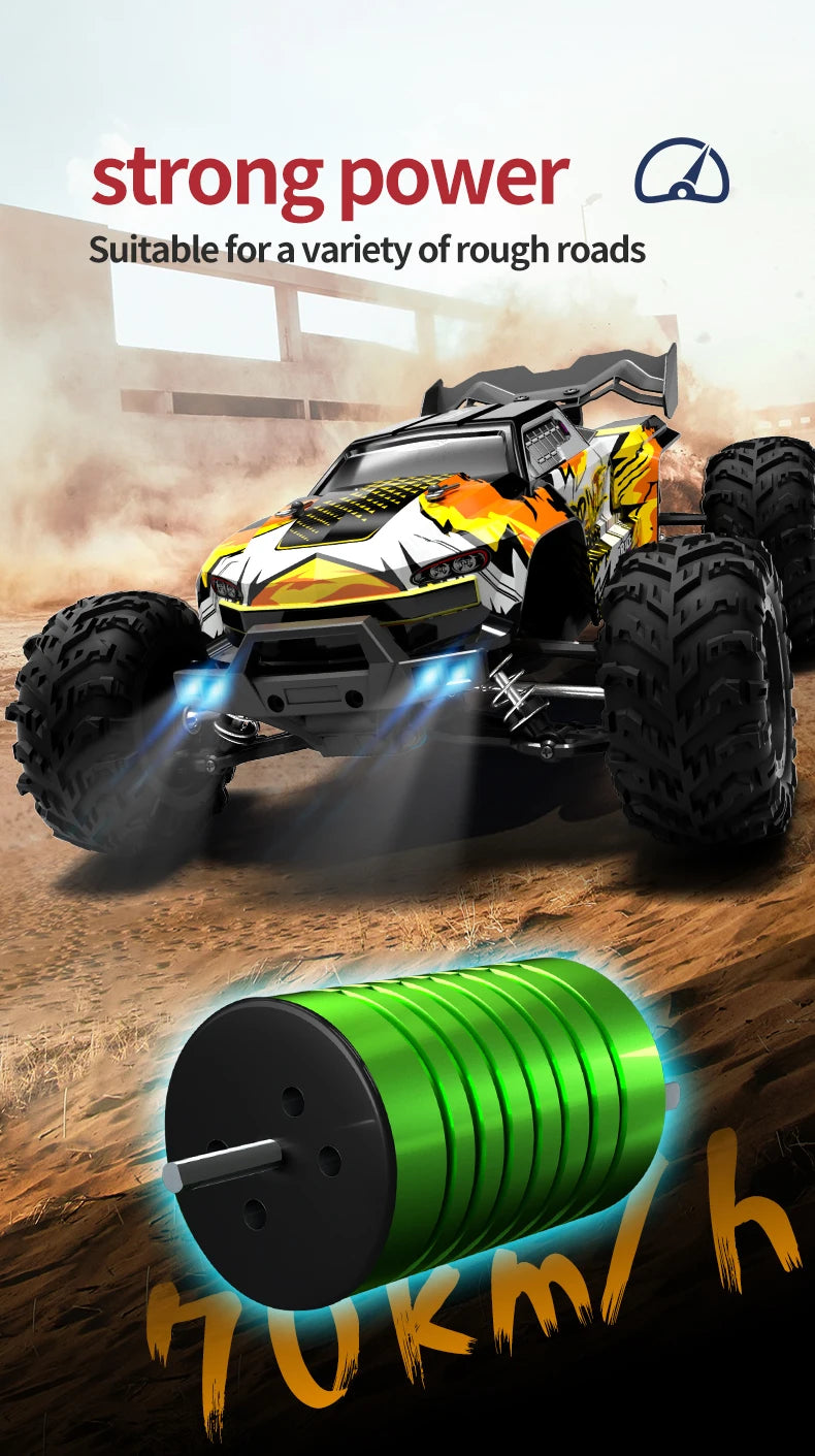 Teeggi 16101/16102 PRO 1:16 Hochgeschwindigkeits-RC-Auto mit LED-Licht Drift 70 km/h 4WD RC Off-Road-Auto Monster Truck Spielzeug für Kinder Geschenke