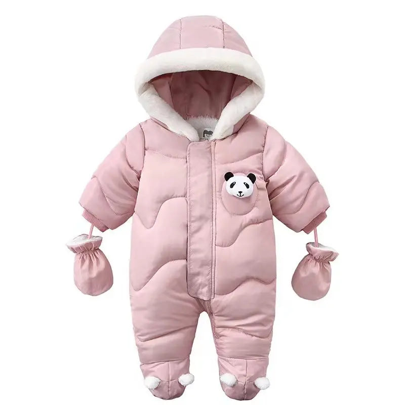 Winter Baby Strampler Einfarbig Cartoon Overall Integrierte Fleece Thermische Overalls Neugeborenen Babys Verdickt Outdoor Schnee Anzug